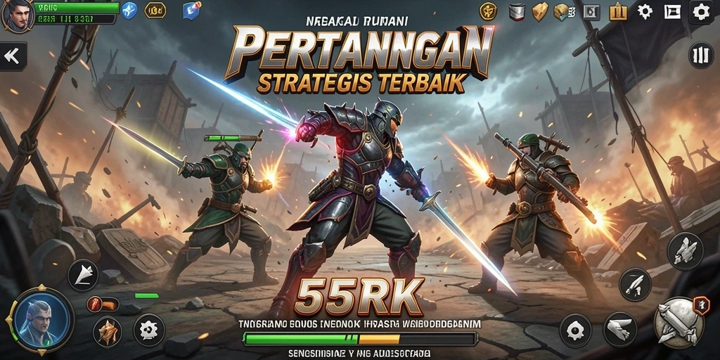 Tampilan gameplay penuh aksi di 55RK.