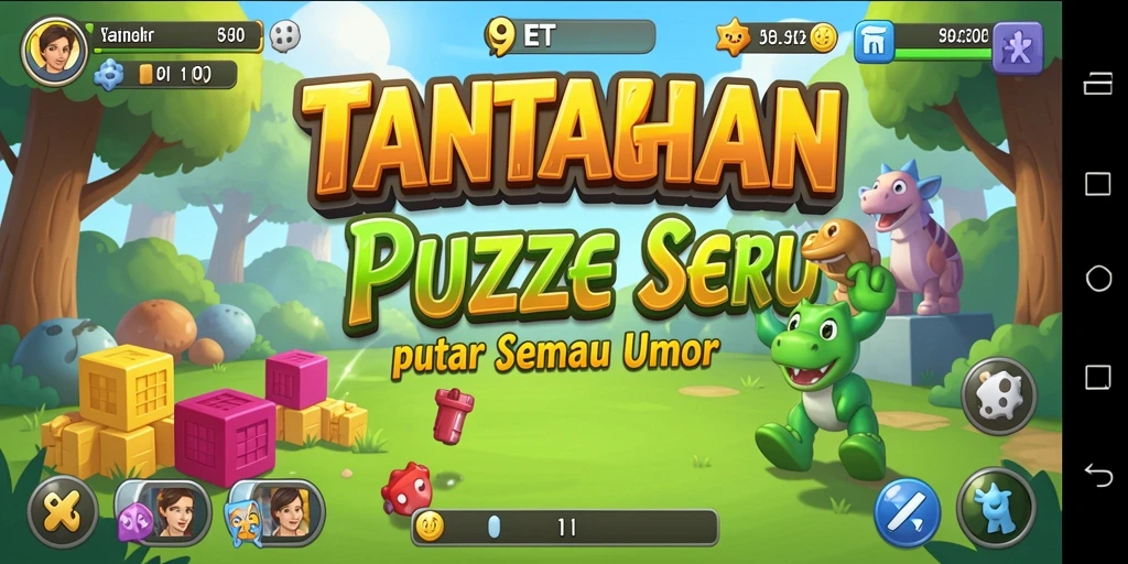 Screenshot gameplay 9ET yang menampilkan suasana berpuzzle yang mendebarkan.