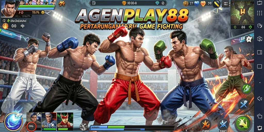 Screenshot utama AGENPLAY88 menampilkan aksi pertarungan yang intens.