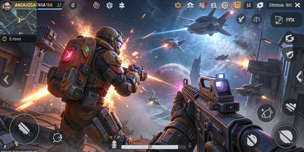 Screenshot gameplay luar angkasa yang mendebarkan di ANGKASA168.
