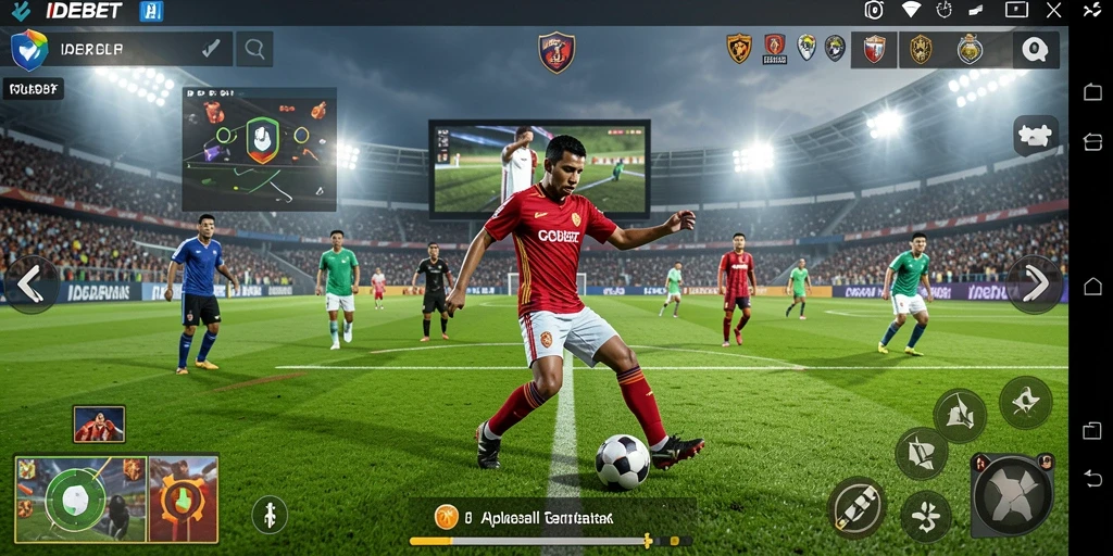 Screenshot gameplay IDEBET yang menampilkan aksi sepak bola yang mendebarkan.