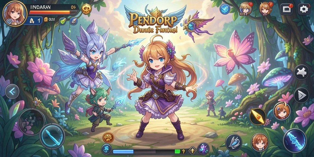 Tangkapan layar utama INDORP menampilkan pertarungan karakter anime yang seru.