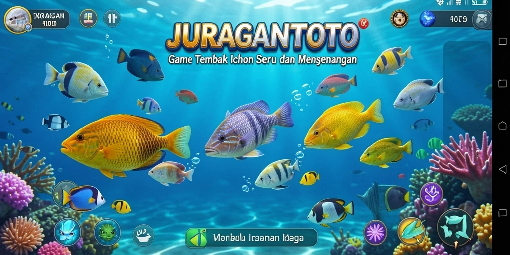 Screenshot gameplay JURAGANTOTO menampilkan aksi tembak ikan yang seru.