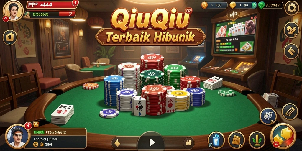 Tangkapan layar utama PP444 menampilkan aksi seru permainan QiuQiu.