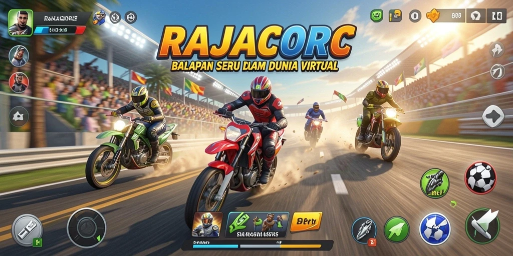 Gameplay RAJACORC yang seru dan mendebarkan di lintasan balap.