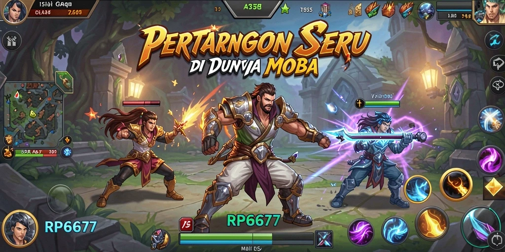 Tampilan aksi pertarungan seru dalam game MOBA.