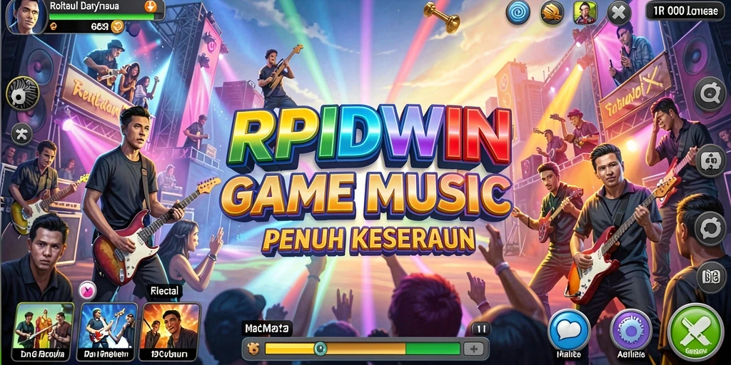 Screenshot RPIDWIN menampilkan gameplay penuh warna dengan irama yang dinamis.