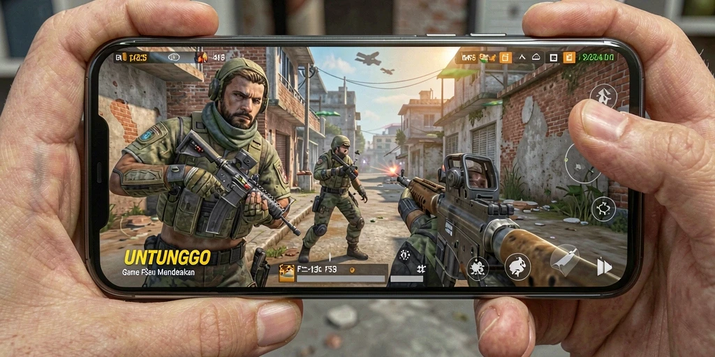 Screenshot dari gameplay UNTUNGGO yang menegangkan dan penuh aksi.