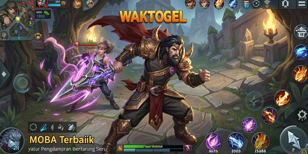 Screenshot WAKTOGEL menampilkan aksi pertempuran seru antara dua tim.