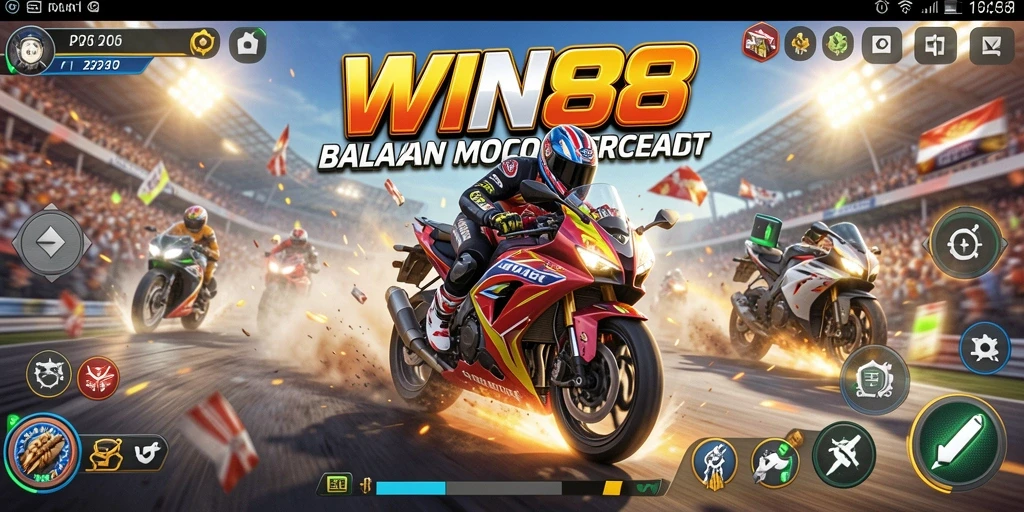 Gameplay mendebarkan balapan motor di <strong>WIN88</strong>.